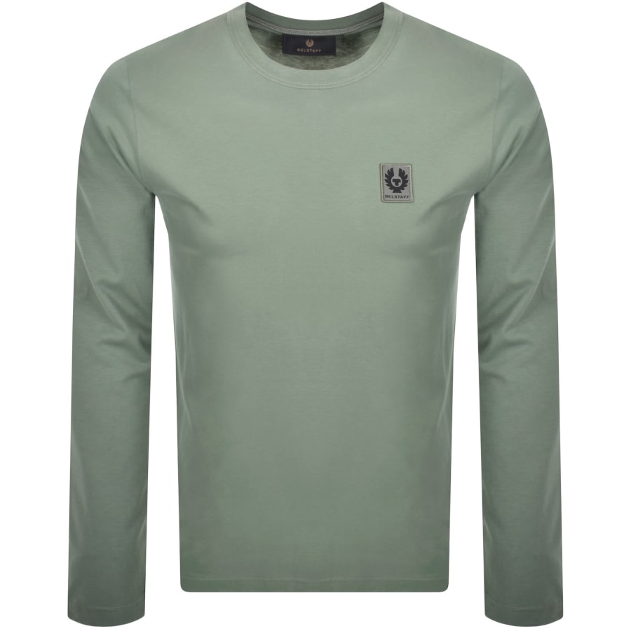 Image number 1 for Belstaff Long Sleeve Logo T Shirt Sage Green