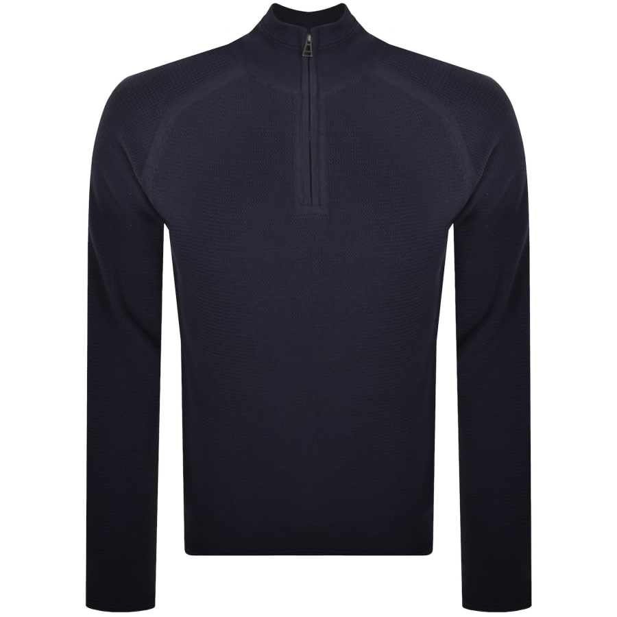 Image number 2 for Belstaff Guide Quarter Zip Jumper Navy