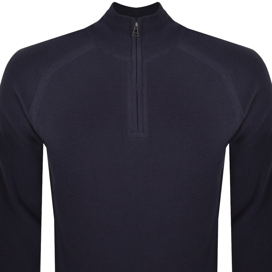 Image number 3 for Belstaff Guide Quarter Zip Jumper Navy