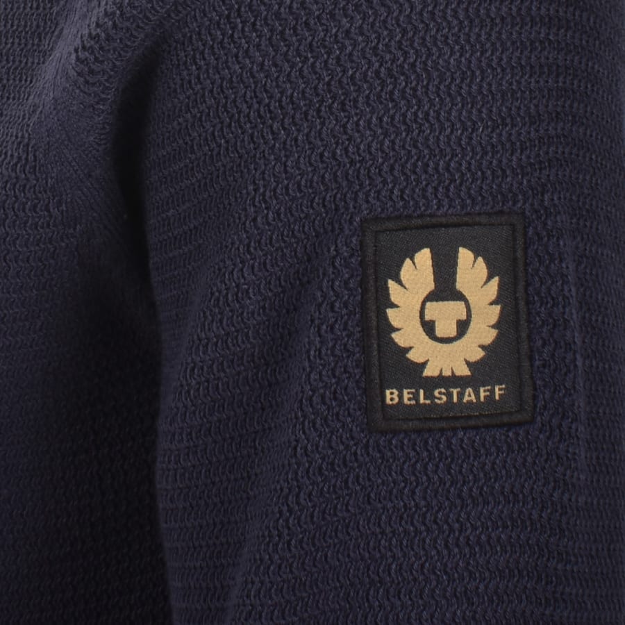 Image number 4 for Belstaff Guide Quarter Zip Jumper Navy