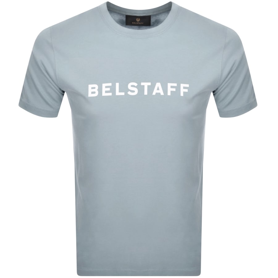 Image number 1 for Belstaff Short Sleeve Logo T Shirt Quarry Blue