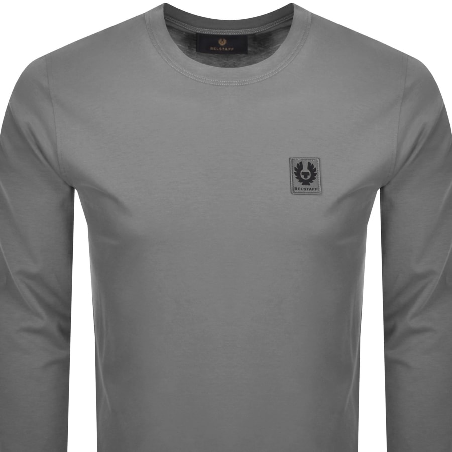 Image number 2 for Belstaff Long Sleeve Logo T Shirt Sage Grey