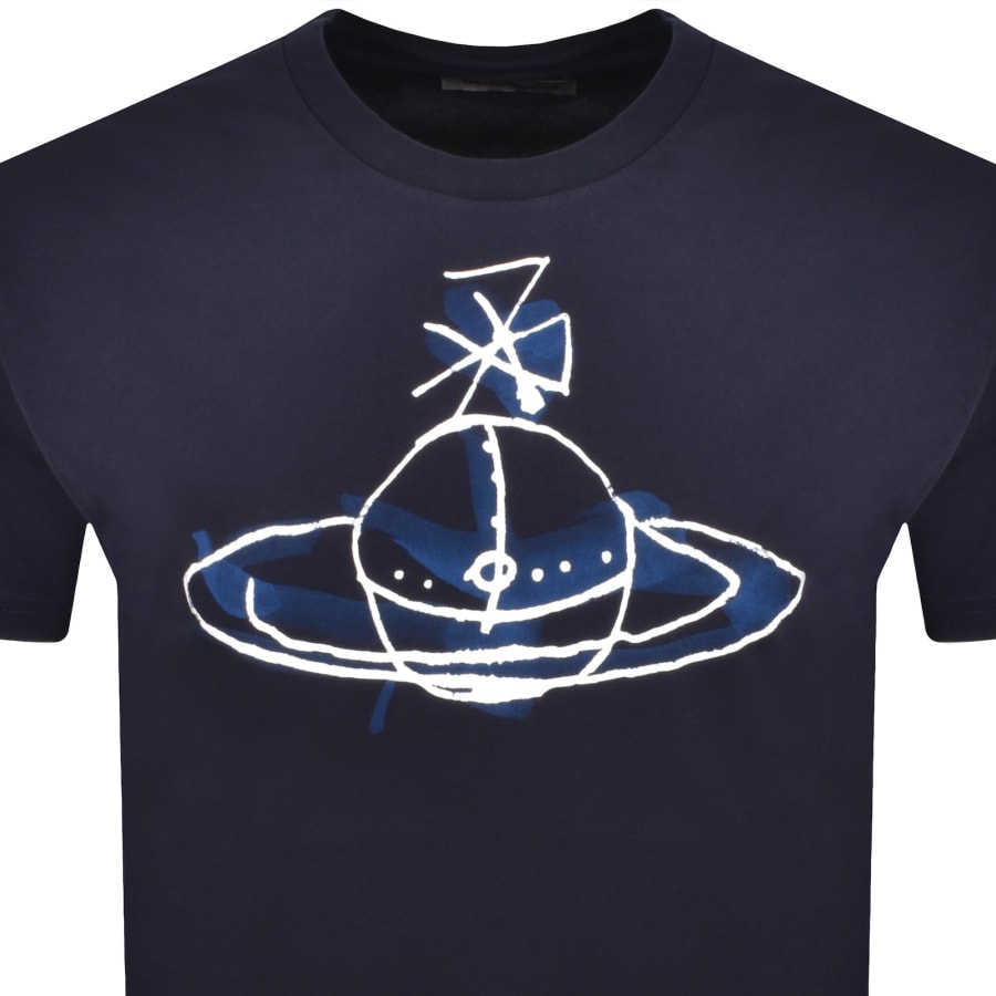 Image number 2 for Vivienne Westwood Drawn Orb T Shirt Navy