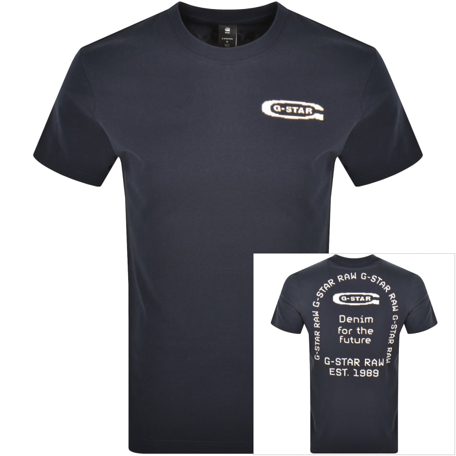 Image number 1 for G-Star Back Graphic Arch T Shirt Navy