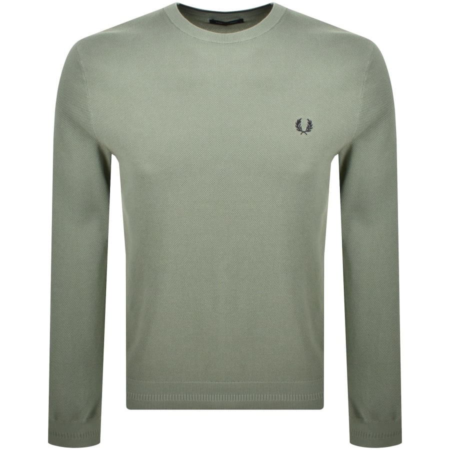 Image number 1 for Fred Perry Pique Stitch Jumper Bayleaf Green