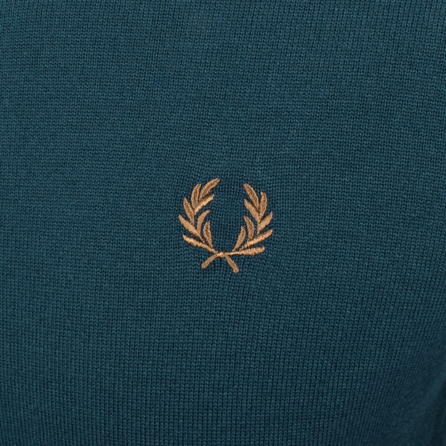 Image number 3 for Fred Perry Long Sleeve Knit Polo Dark Petrol
