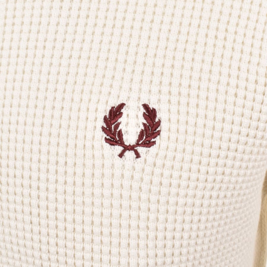 Image number 3 for Fred Perry Waffle Stitch Knit Jumper Ecru