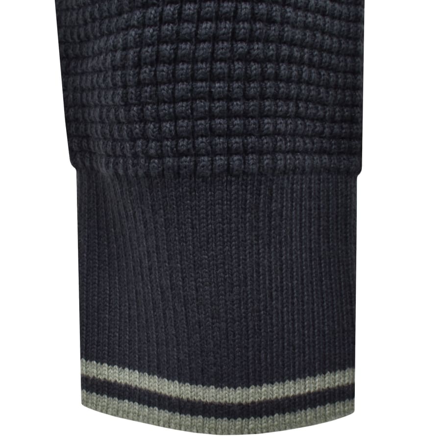 Image number 4 for Fred Perry Waffle Stitch Knit Jumper Navy
