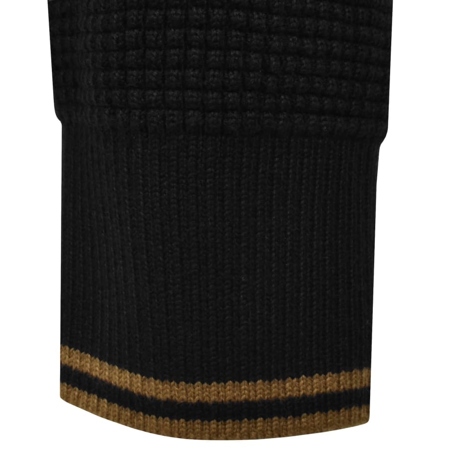 Image number 4 for Fred Perry Waffle Stitch Knit Jumper Black