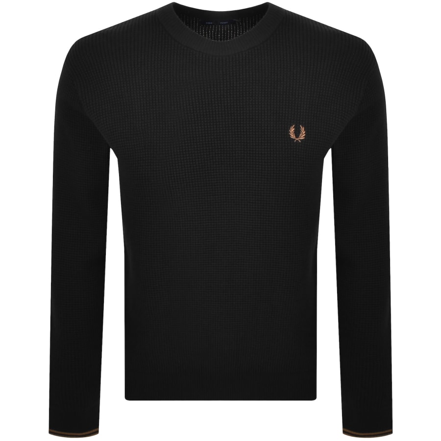 Image number 1 for Fred Perry Waffle Stitch Knit Jumper Black