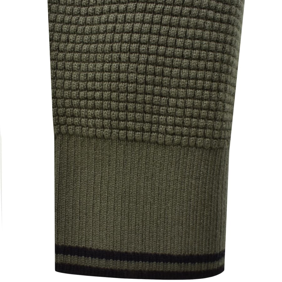 Image number 4 for Fred Perry Waffle Stitch Knit Jumper Green