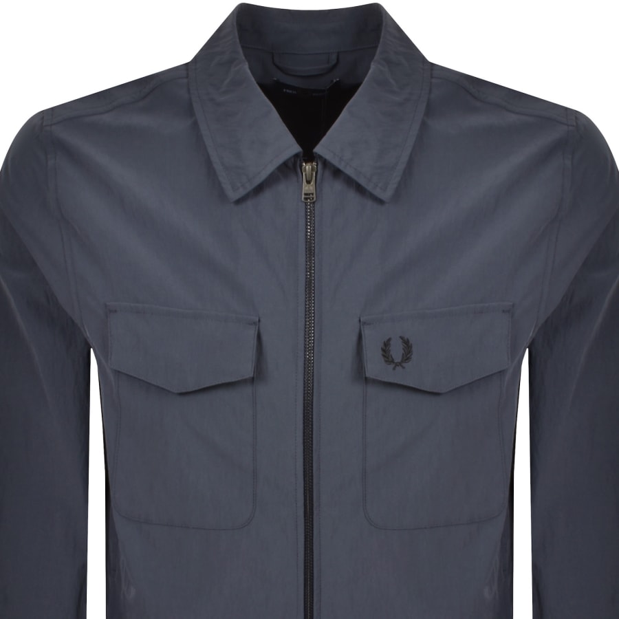 Image number 2 for Fred Perry Zip Pocket Overshirt Dark Airforce