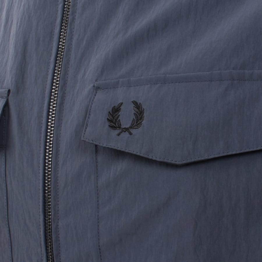 Image number 3 for Fred Perry Zip Pocket Overshirt Dark Airforce