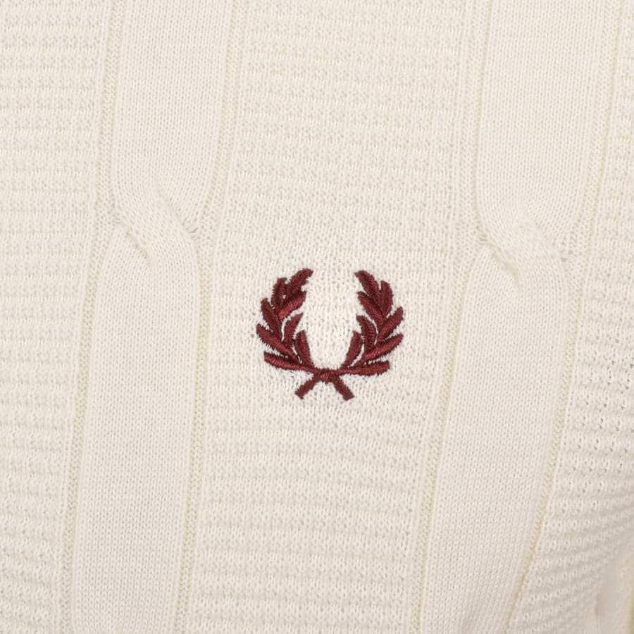 Image number 3 for Fred Perry Cable Knit Polo T Shirt Ecru