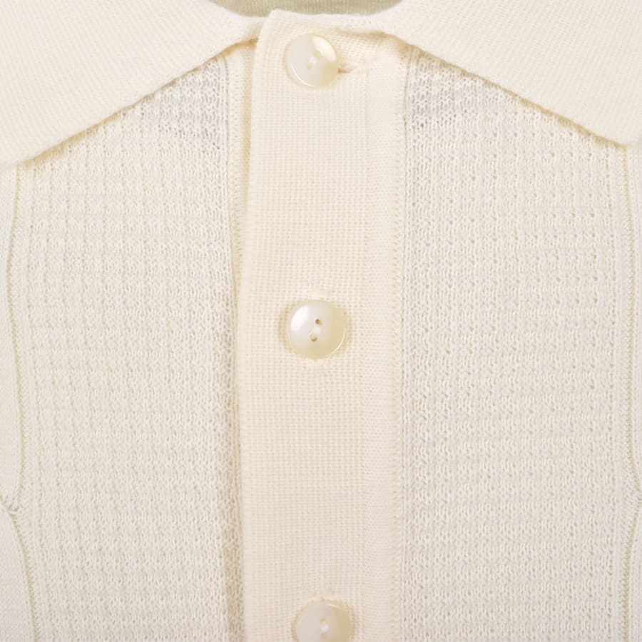 Image number 4 for Fred Perry Cable Knit Polo T Shirt Ecru