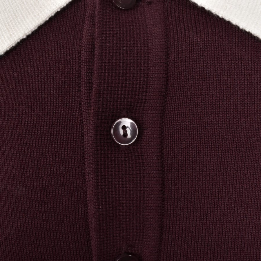 Image number 4 for Fred Perry Tipped Knit Polo T Shirt Oxblood
