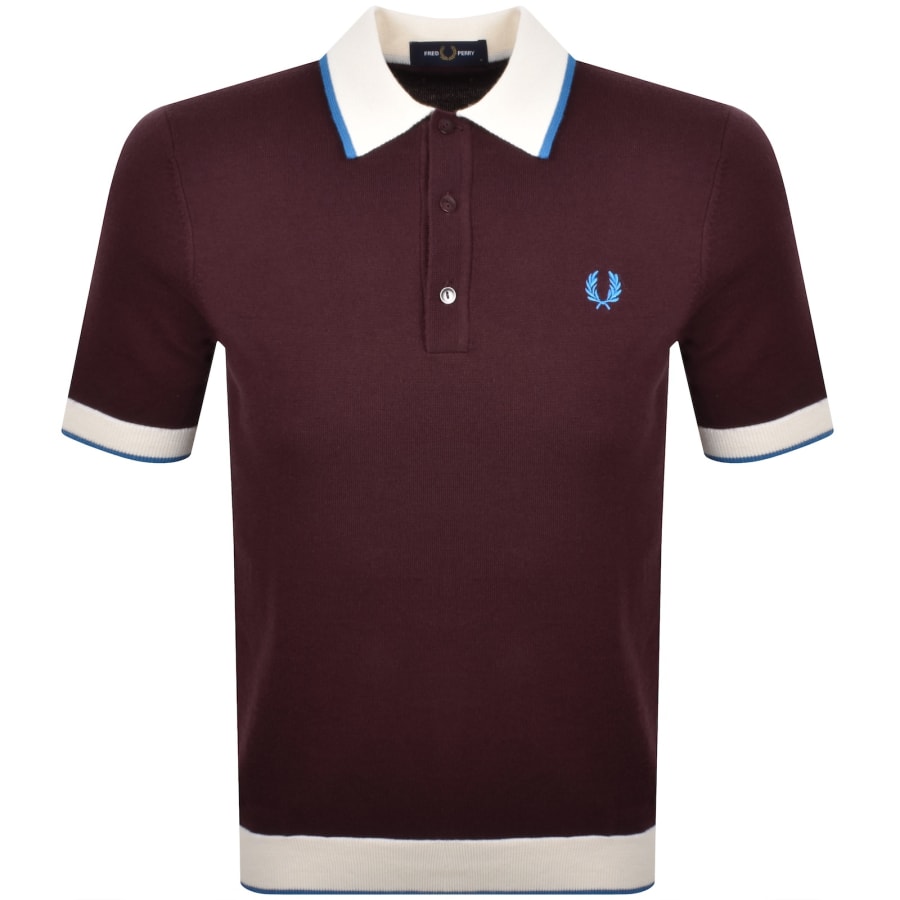 Image number 1 for Fred Perry Tipped Knit Polo T Shirt Oxblood