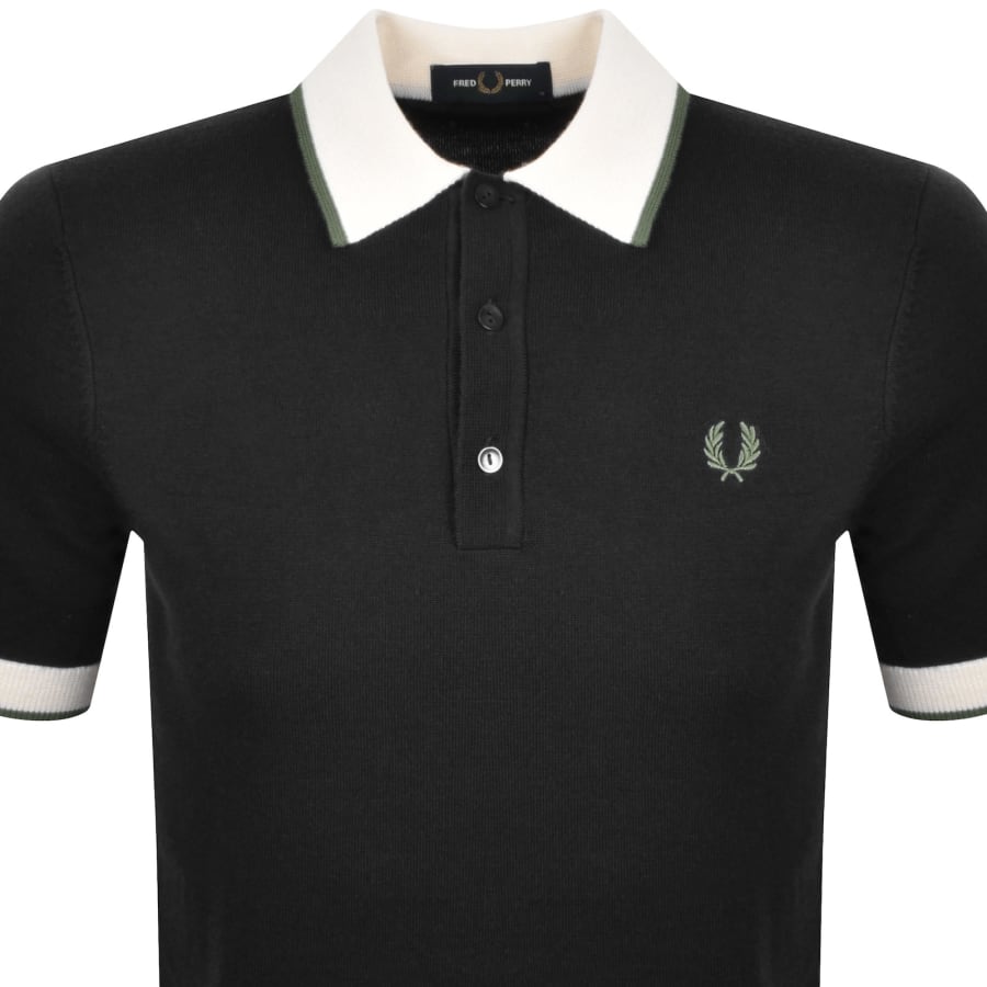 Image number 2 for Fred Perry Tipped Knit Polo T Shirt Black