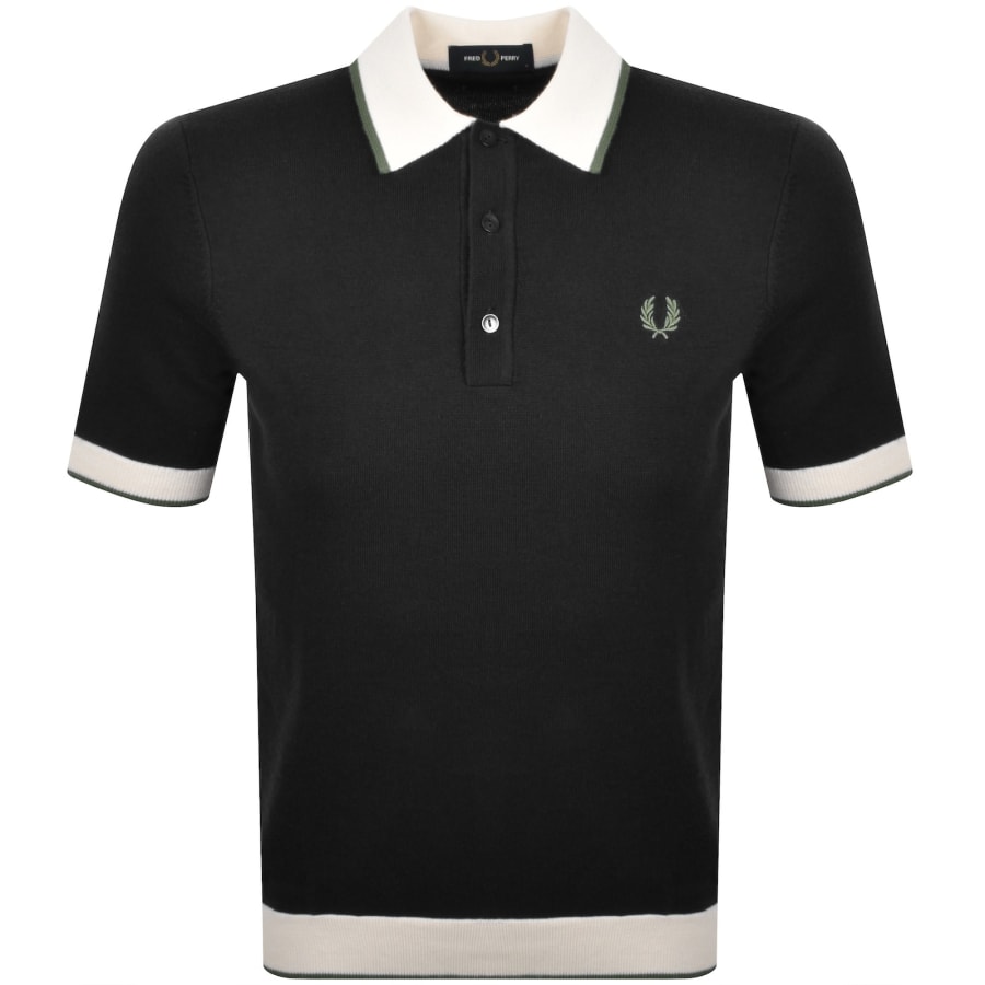 Image number 1 for Fred Perry Tipped Knit Polo T Shirt Black