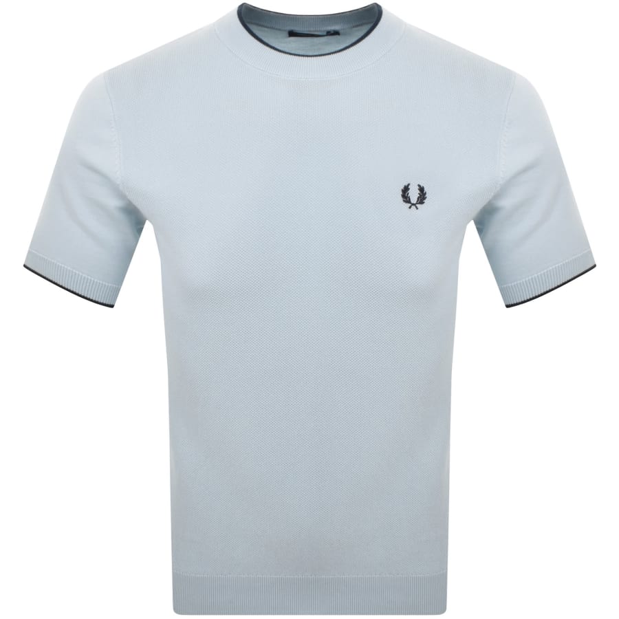 Image number 1 for Fred Perry Pique Stitch Knit T Shirt Blue
