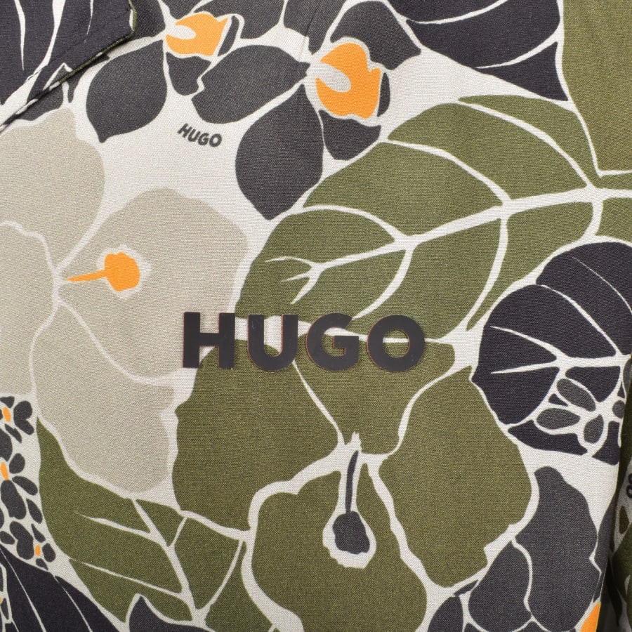 Image number 3 for HUGO Relaxed Short Sleeve Beach Shirt Green