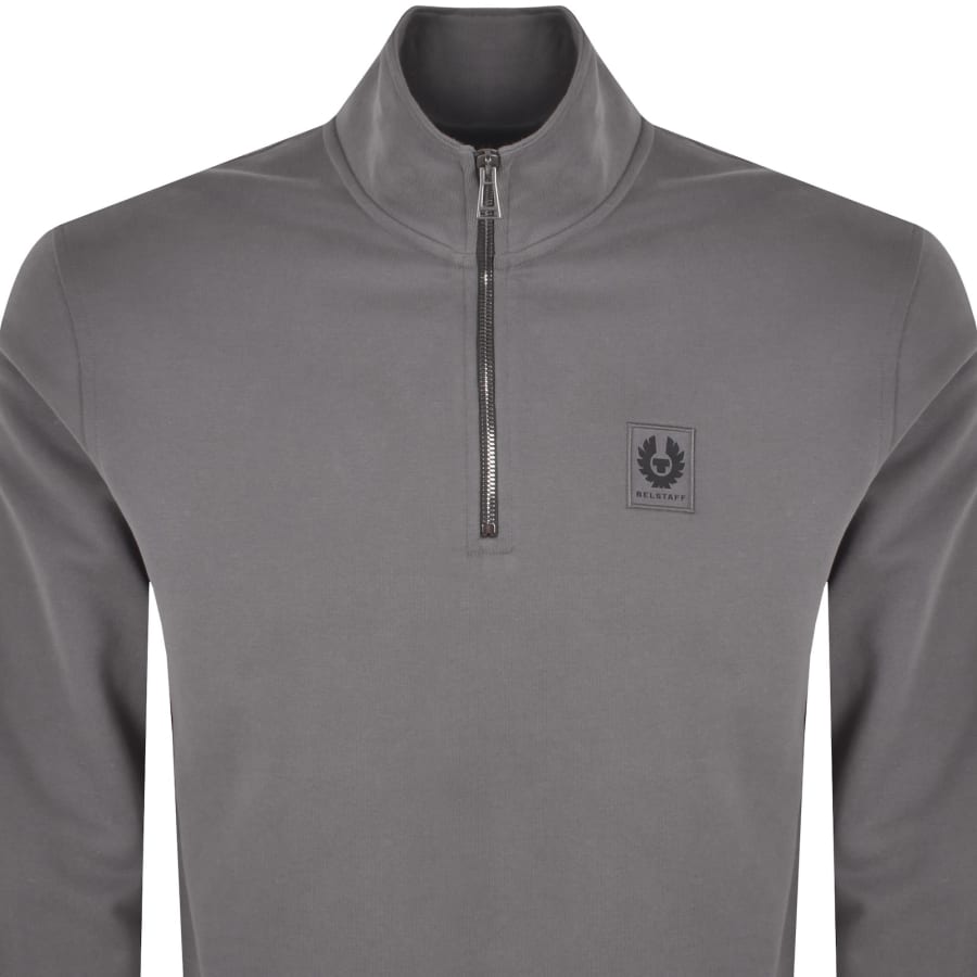 Image number 2 for Belstaff Quarter Zip Sweatshirt Tornado Grey