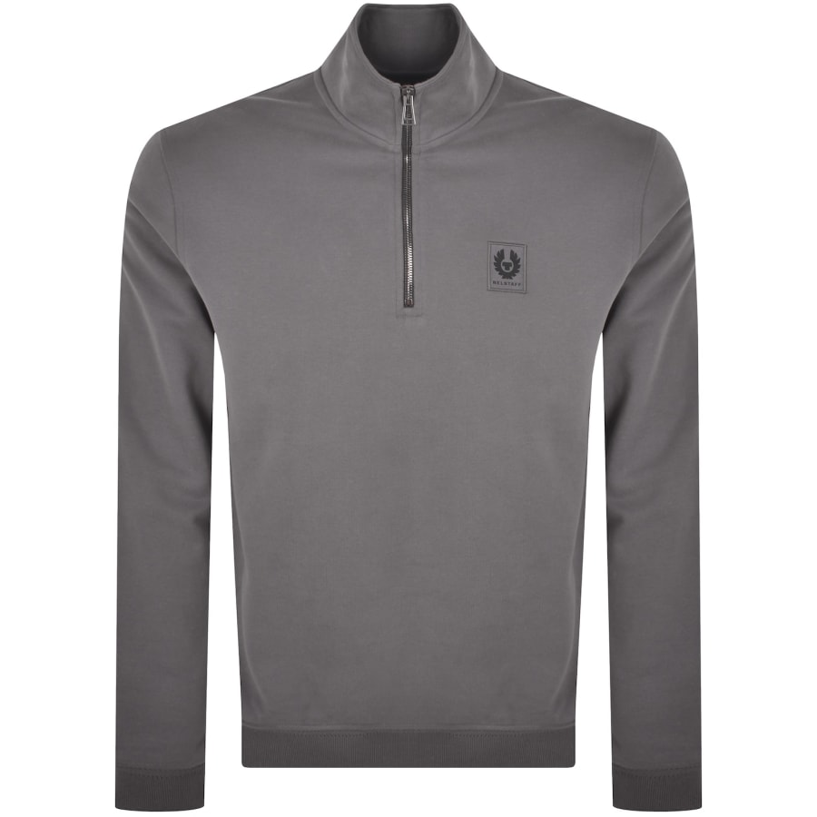 Image number 1 for Belstaff Quarter Zip Sweatshirt Tornado Grey