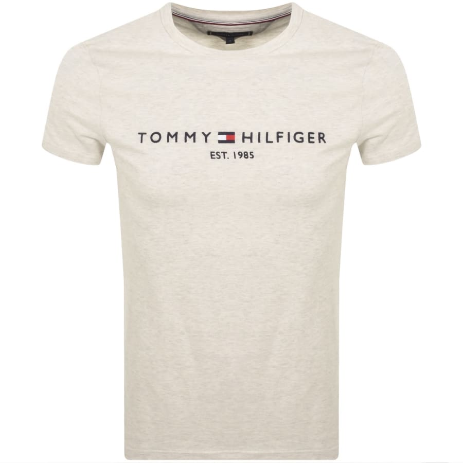 Image number 1 for Tommy Hilfiger Logo Slim Fit T Shirt Beige