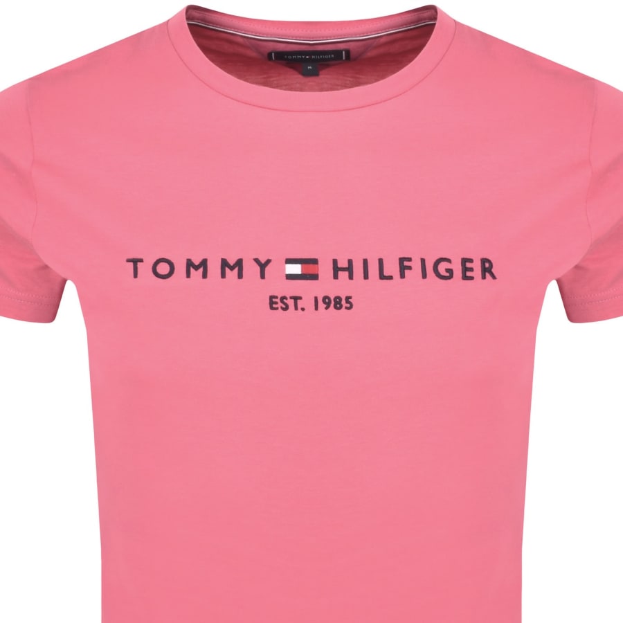 Image number 2 for Tommy Hilfiger Logo Slim Fit T Shirt Pink