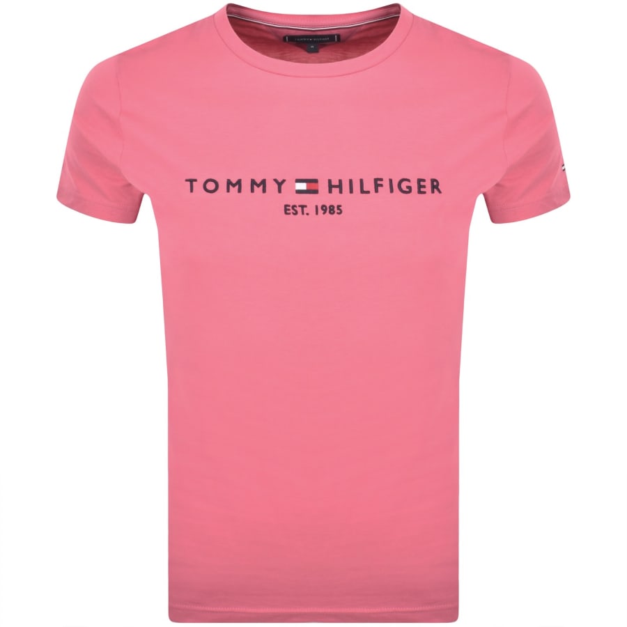 Image number 1 for Tommy Hilfiger Logo Slim Fit T Shirt Pink