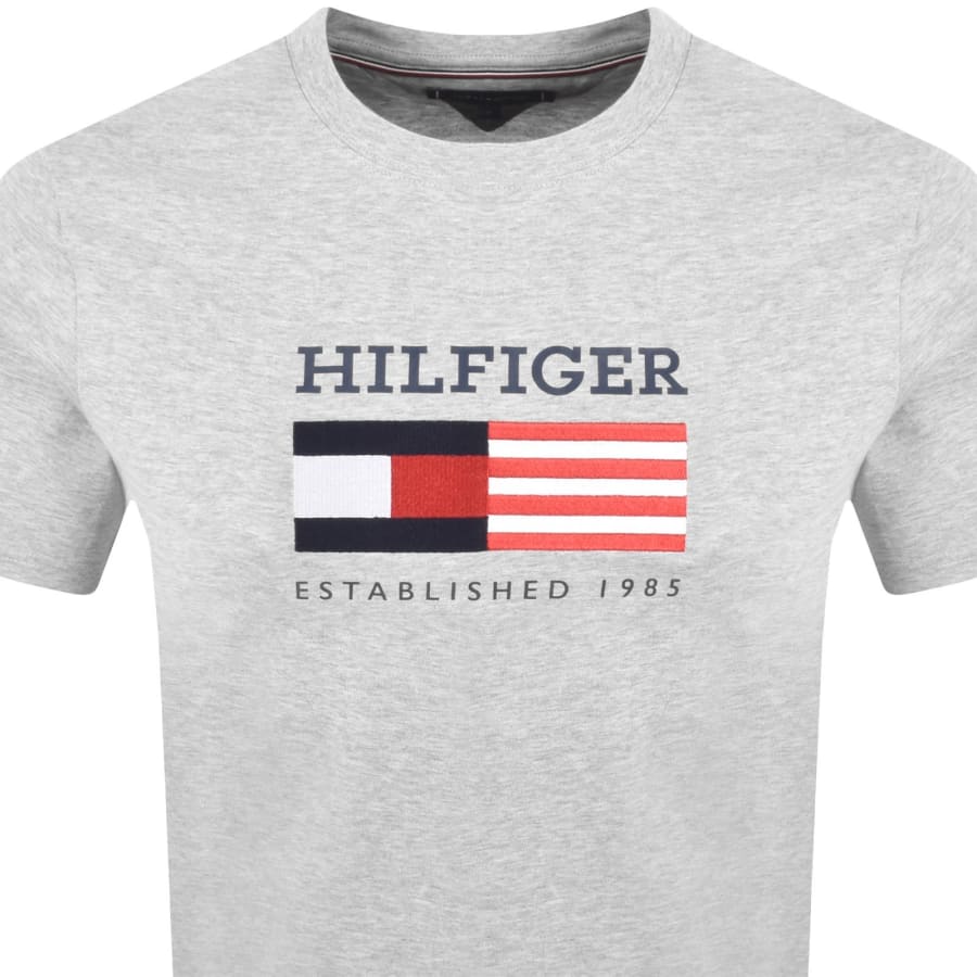 Image number 2 for Tommy Hilfiger Monotype Flag T Shirt Grey