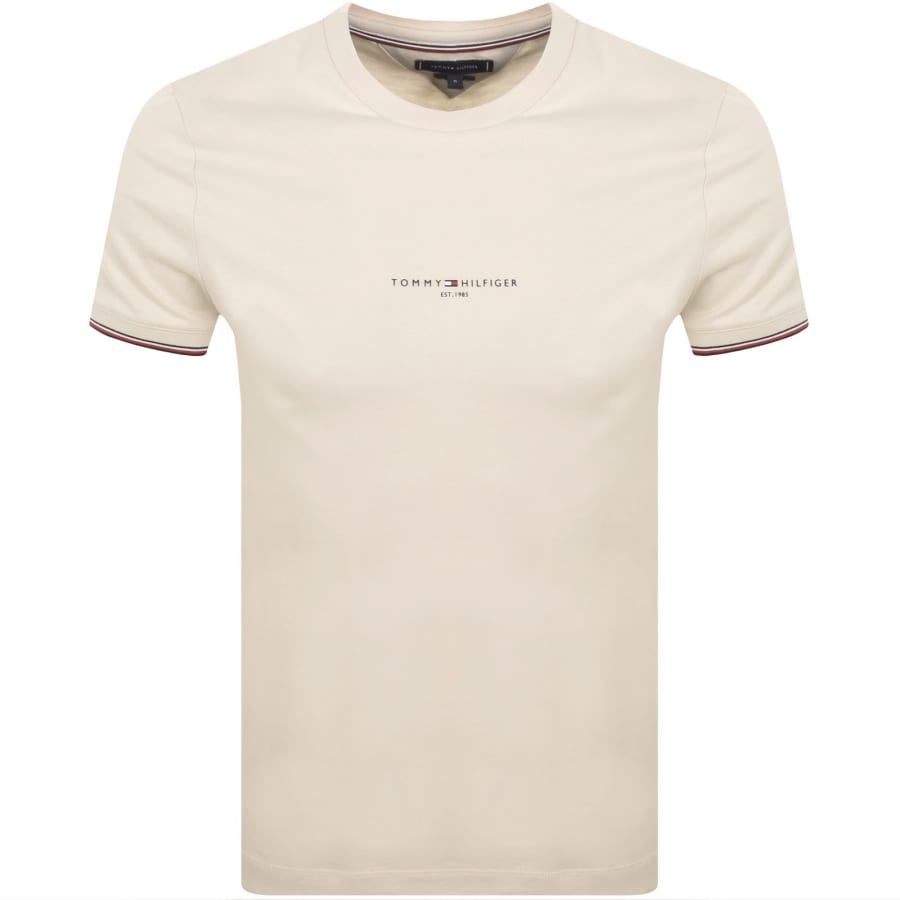 Image number 1 for Tommy Hilfiger Tipped T Shirt Beige