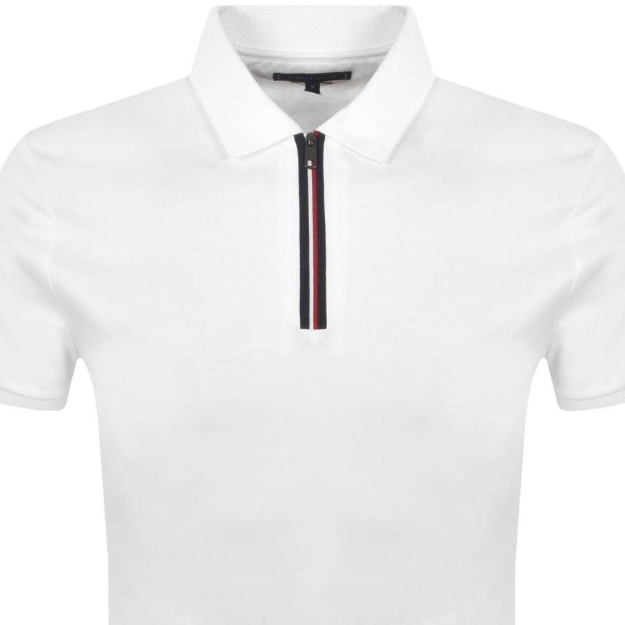 Image number 2 for Tommy Hilfiger Interlock Zip Polo T Shirt White