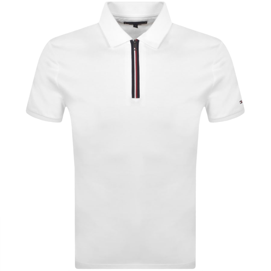 Image number 1 for Tommy Hilfiger Interlock Zip Polo T Shirt White