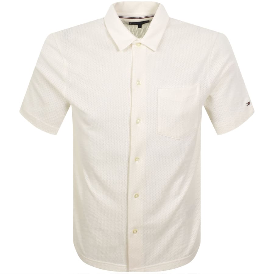 Image number 1 for Tommy Hilfiger Open Knit Polo Ivory Petal