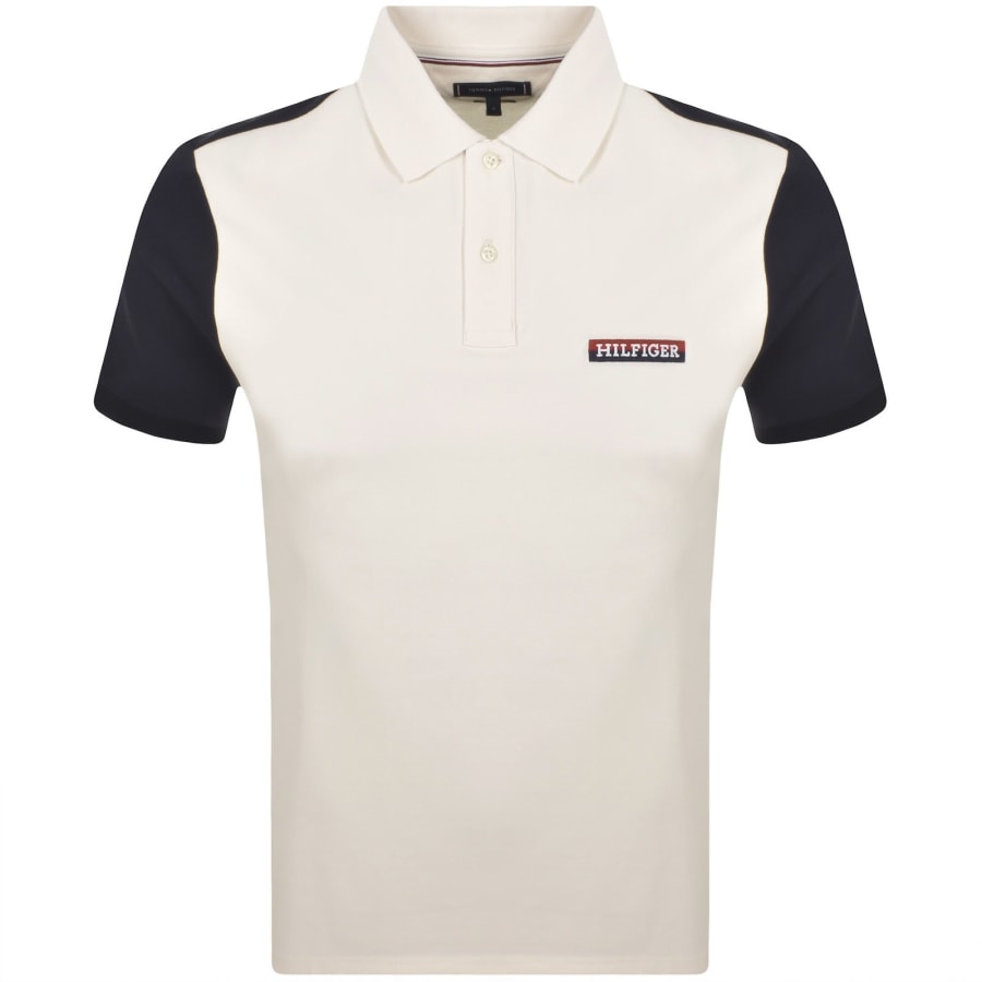 Image number 2 for Tommy Hilfiger Colourblock Polo T Shirt Off White