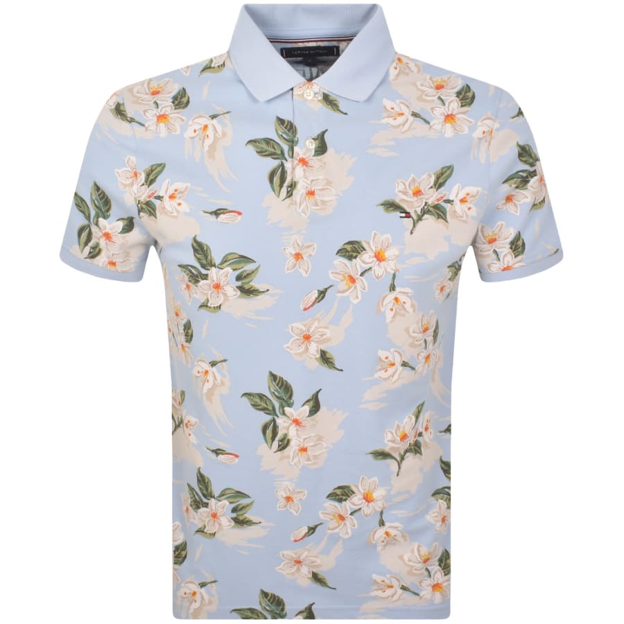 Image number 1 for Tommy Hilfiger Tropical Polo T Shirt Blue