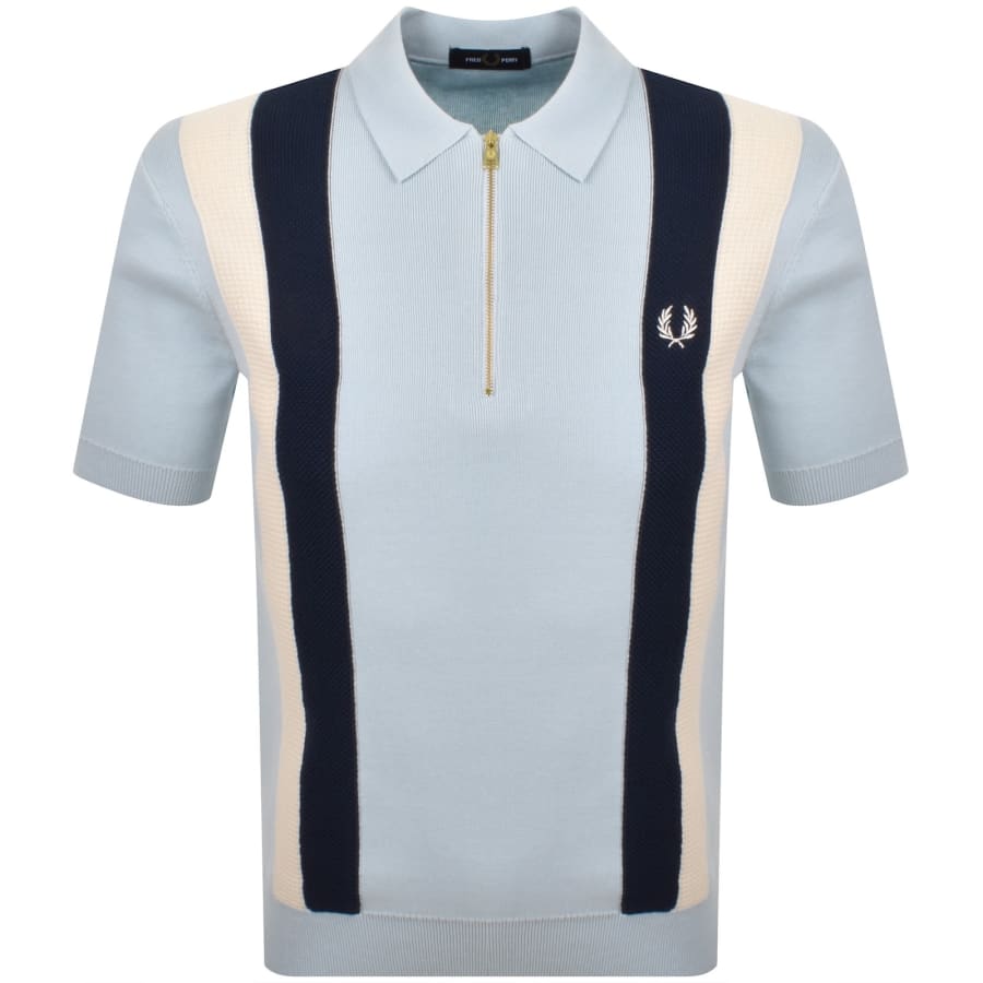 Image number 1 for Fred Perry Multi Textured Knit Polo Blue