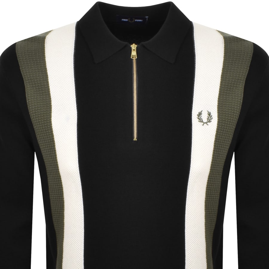 Image number 2 for Fred Perry Multi Textured Knit Polo Black