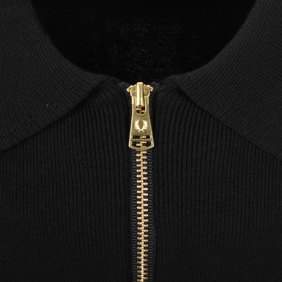 Image number 4 for Fred Perry Multi Textured Knit Polo Black