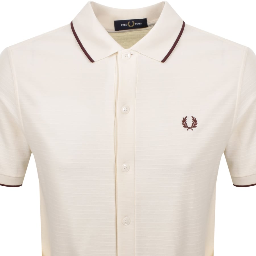Image number 2 for Fred Perry Button Through Polo Shirt Ecru