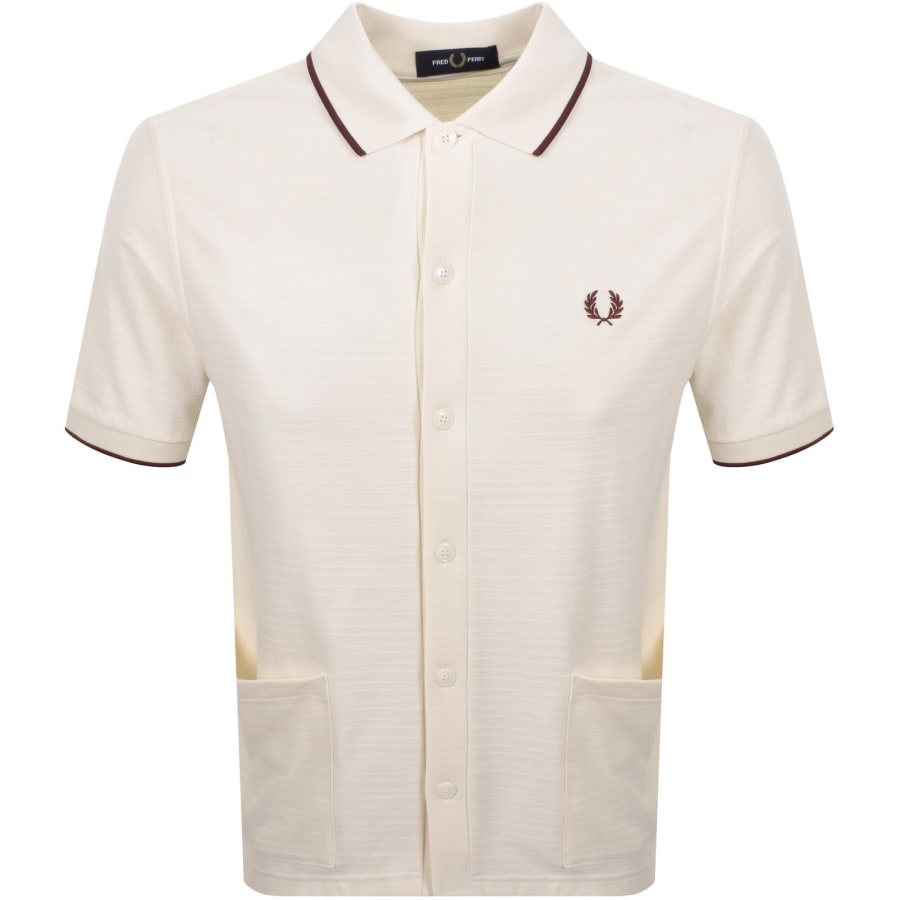 Image number 1 for Fred Perry Button Through Polo Shirt Ecru