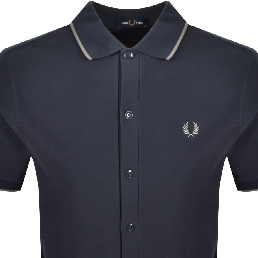 Image number 2 for Fred Perry Button Through Polo Shirt Navy