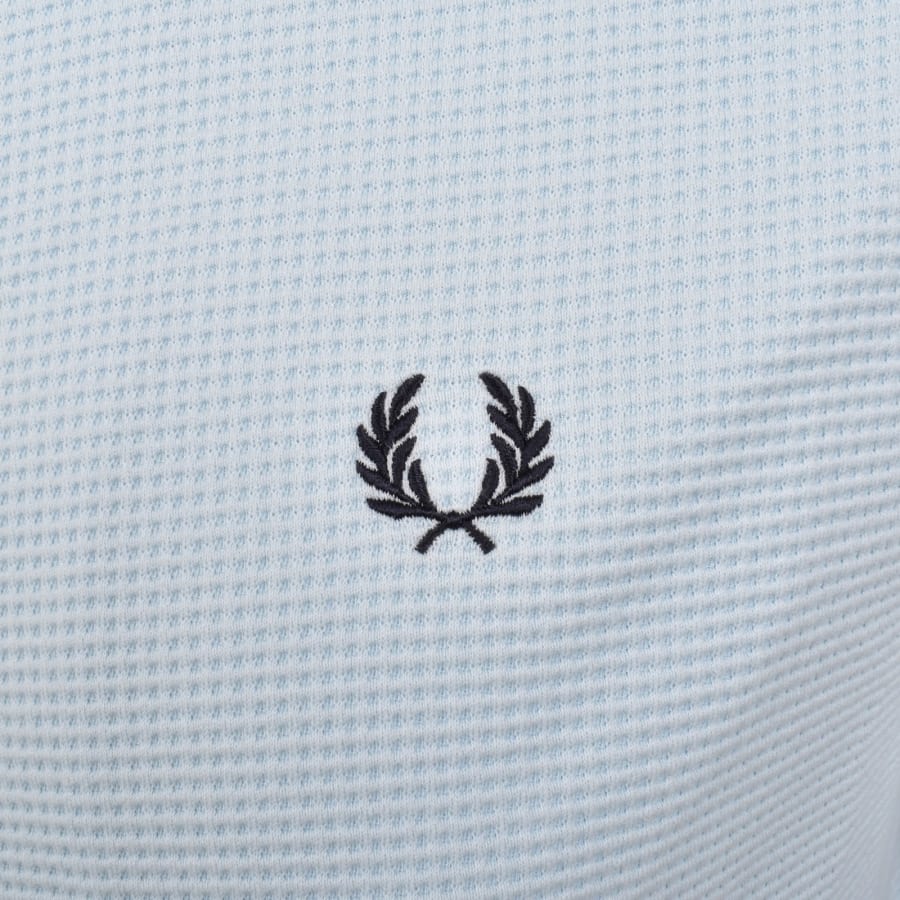 Image number 3 for Fred Perry Zip Through Waffle Polo Shirt Blue
