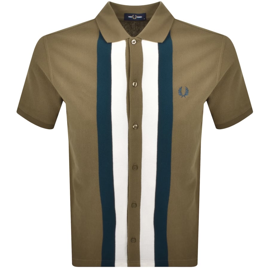 Image number 1 for Fred Perry Panelled Button Through Polo Brown
