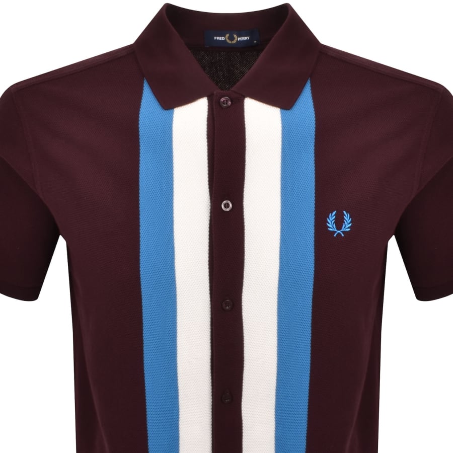 Image number 2 for Fred Perry Panelled Button Through Polo Oxblood