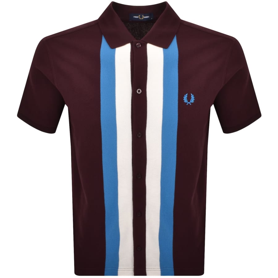 Image number 1 for Fred Perry Panelled Button Through Polo Oxblood