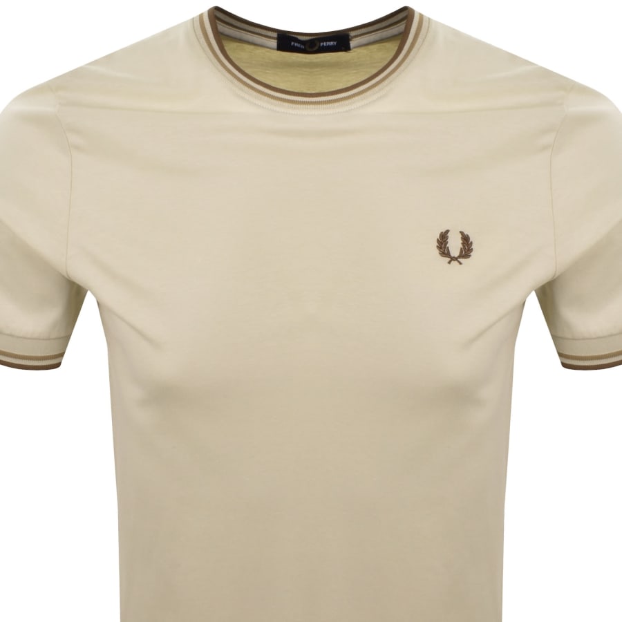 Image number 2 for Fred Perry Twin Tipped T Shirt Oatmeal