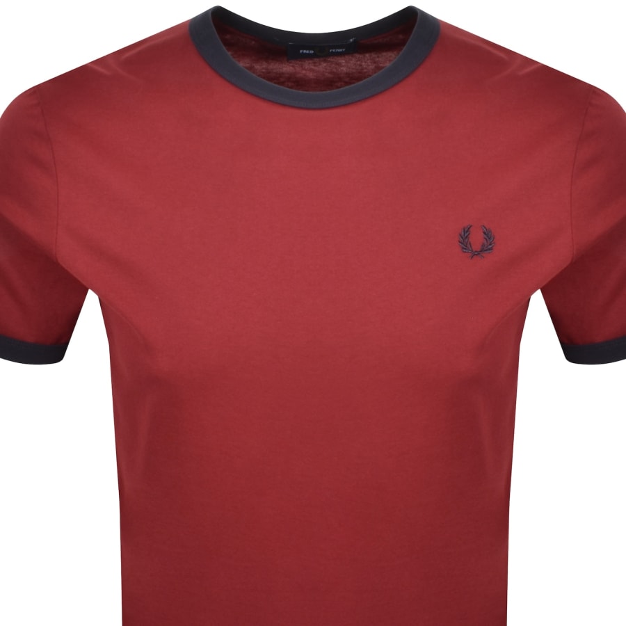 Image number 2 for Fred Perry Ringer T Shirt Burnt Red