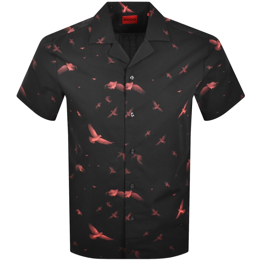 Image number 1 for HUGO Ellino Linen Shirt Black